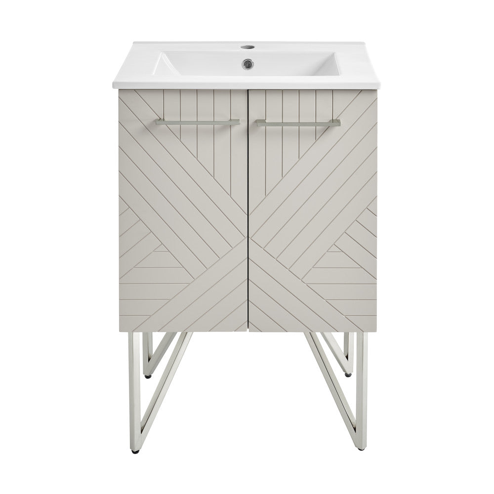 Annecy 24" Freestanding Bathroom Vanity in Greige with Sink Top