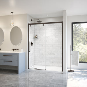 MAAX 135324-900-173-000 Uptown 56-59 x 76 in. 8 mm Sliding Shower Door for Alcove Installation with Clear glass in Dark Bronze