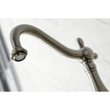 Kingston Brass KS1268AXBS Heritage Wall Mount Bridge Kitchen Faucet with Brass Sprayer, Brushed Nickel