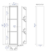 ALFI brand 8" x 36" Black Matte Stainless Steel Vertical Triple Shelf Bath Shower Niche