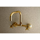 Kingston Brass Concord 8-Inch Adjustable Center Wall Mount Kitchen Faucet, Polished Brass