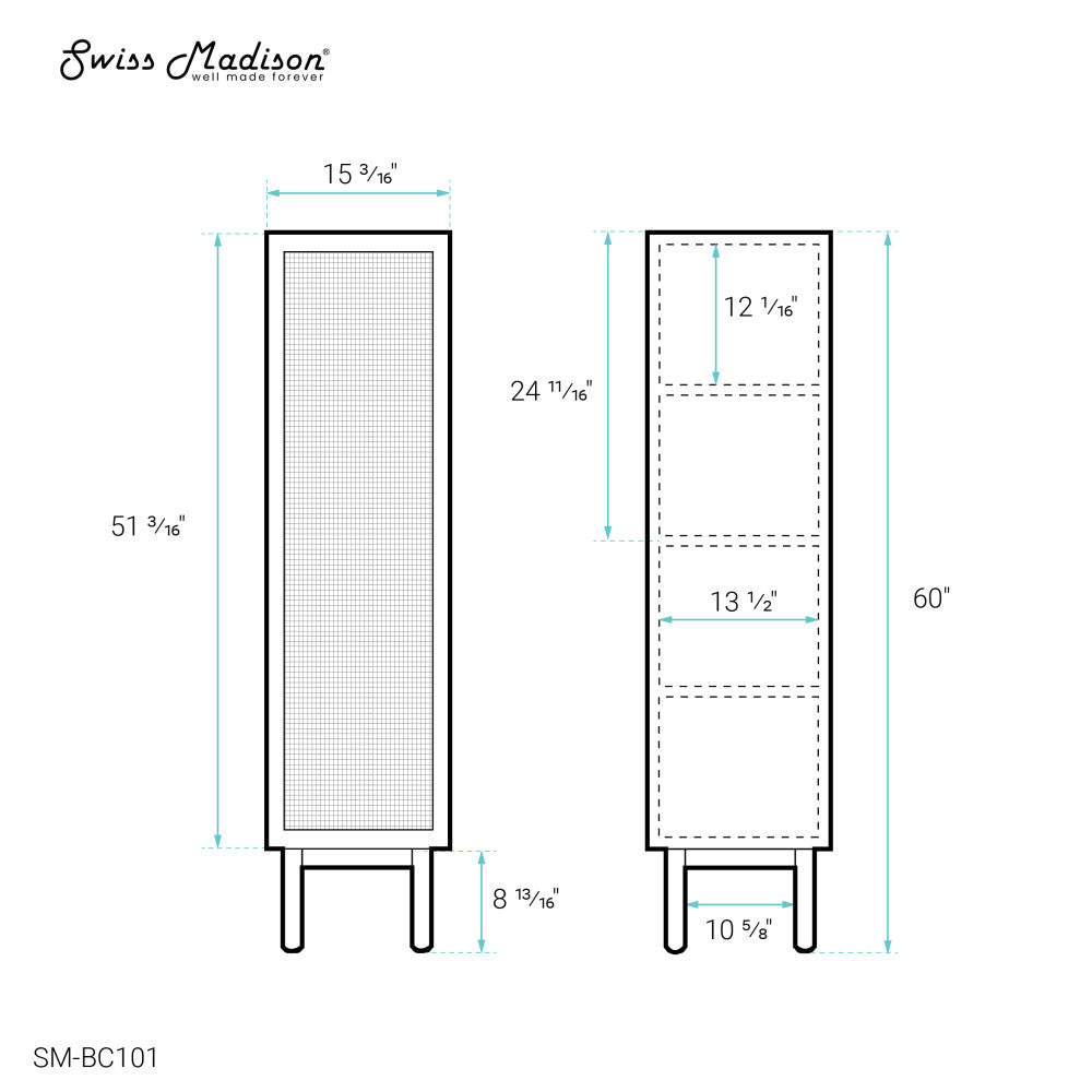 Classe 15" W x 60" H x 15" D Linen Cabinet in Oak