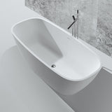 DAX Solid Surface Oval Freestanding Bathtub, Matte White BT-AB-B037