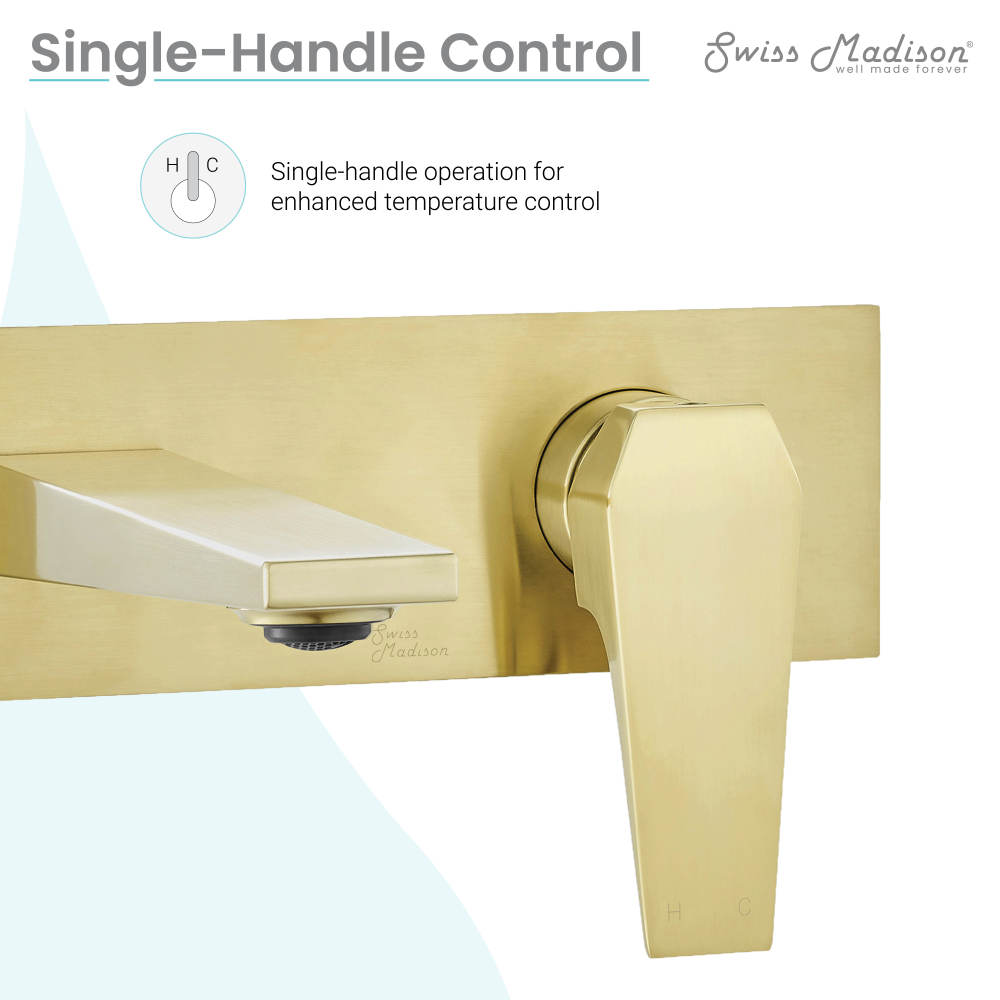 Voltaire Single-Handle, Wall-Mount, Bathroom Faucet in Brushed Gold