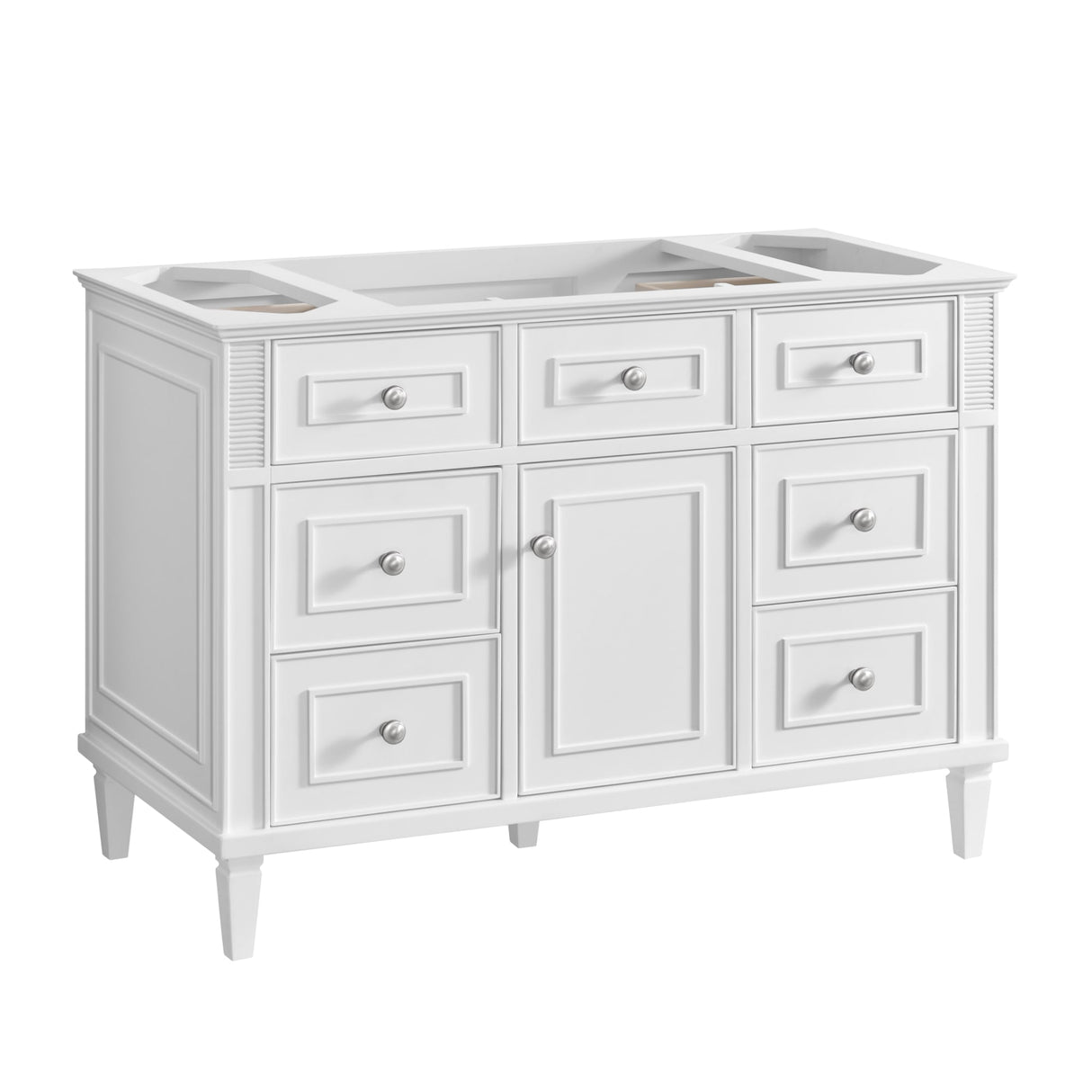 Lorelai 48" Single Vanity, Bright White w/ 3 CM Victorian Silver Silestone Top