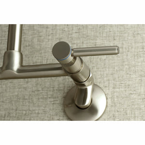 Kingston Brass Concord 8-Inch Adjustable Center Wall Mount Kitchen Faucet, Brushed Nickel