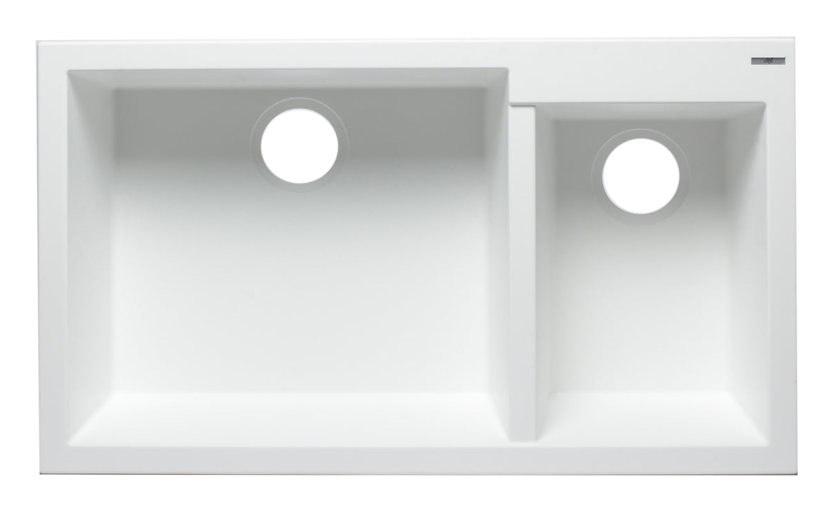 ALFI brand AB3319UM-W White 34" Double Bowl Undermount Granite Composite Kitchen Sink