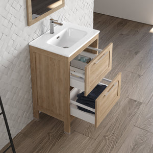 DAX Lakeside Engineered Wood and Porcelain Single Vanity with Onix Basin, 24", Oak DAX-LAKE012414-ONX