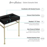 Claire 24 Ceramic Console Sink Matte Black Basin Gold Legs