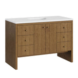 Hudson 48" Single Vanity, Honey Oak w/ 3 CM White Zeus Silestone Top