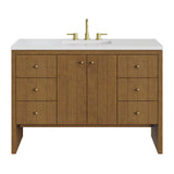 Hudson 48" Single Vanity, Honey Oak w/ 3 CM White Zeus Silestone Top