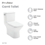 Carre One-Piece Square Toilet Left Side Flush Handle Toilet 1.28 gpf