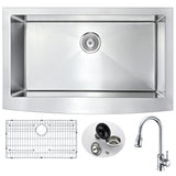 ANZZI KAZ3620-044 Elysian Farmhouse 36 in. Kitchen Sink with Sails Faucet in Polished Chrome