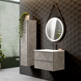 DAX Pasadena Engineered Wood and Porcelain Onix Basin with Single Vanity Cabinet, 28", Cement DAX-PAS012881-ONX