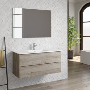 DAX Pasadena Engineered Wood and Porcelain Onix Basin with Vanity Cabinet, 40", Pine DAX-PAS014012-ONX