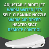 ANZZI TL-AZEB101BR Ember Elongated Smart Electric Bidet Toilet Seat with Remote Control and Heated Seat