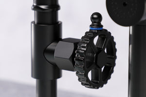 Kingston Brass KS2330CG Fuller Industrial Style Bridge Kitchen Faucet with Brass Sprayer, Matte Black