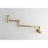 Kingston Brass KS8102ZX Millennium Wall Mount Pot Filler Kitchen Faucet, Polished Brass