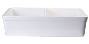 ALFI brand AB512-W White 32" Double Bowl Lip Apron Fireclay Farmhouse Kitchen Sink with 1 3/4" Lip