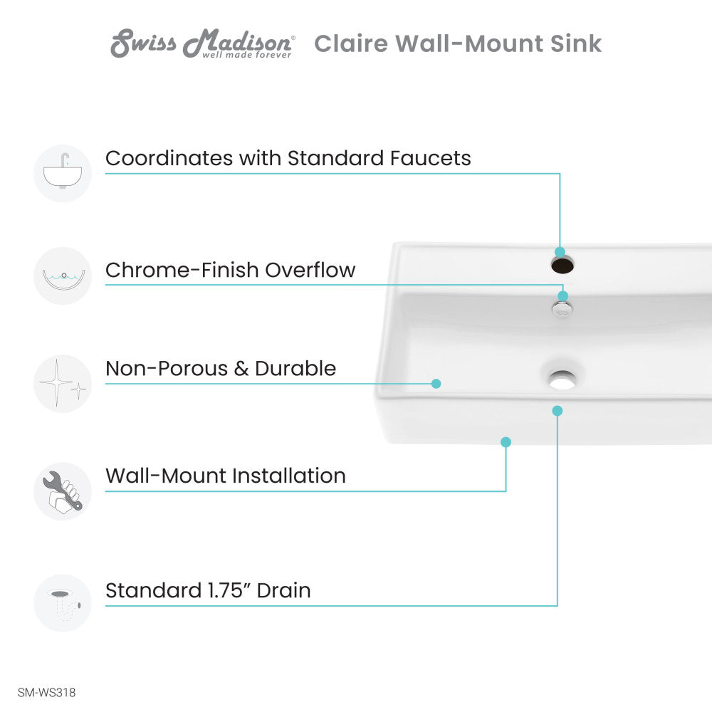 Claire Ceramic Wall Hung Sink