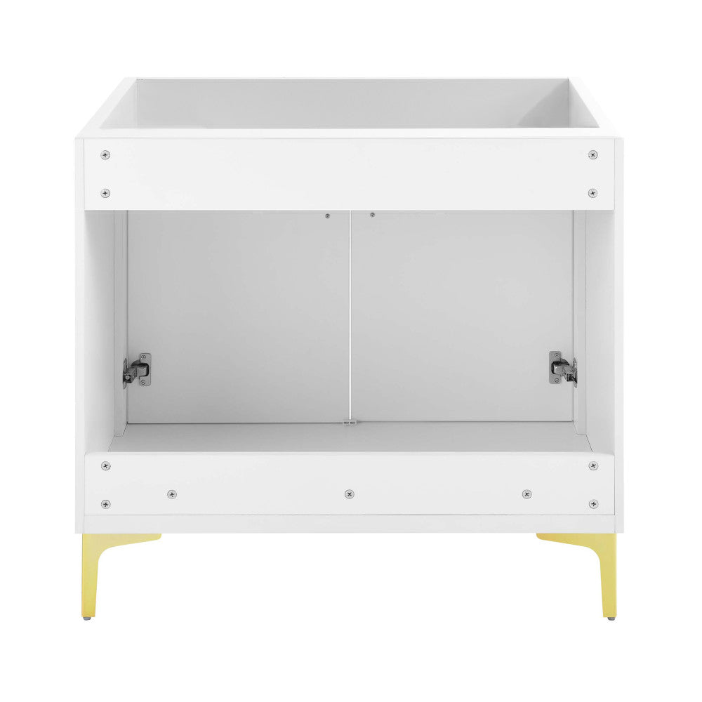 Voltaire 36" Single, Bathroom Vanity in White with Gold Hardware - Cabinet Only