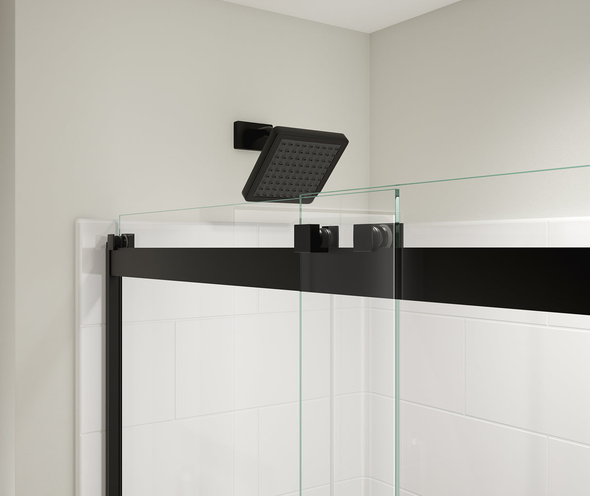 MAAX 135691-900-340-000 Revelation Square 56-59 x 70 ½-73 in. 6 mm Bypass Shower Door for Alcove Installation with Clear glass in Matte Black