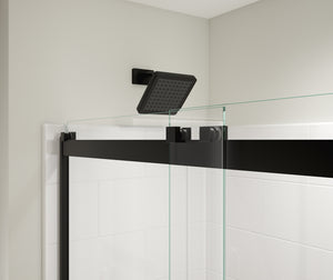 MAAX 135691-900-340-000 Revelation Square 56-59 x 70 ½-73 in. 6 mm Bypass Shower Door for Alcove Installation with Clear glass in Matte Black