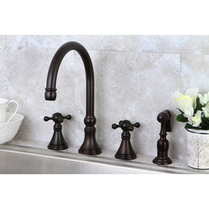 Kingston Brass KS2795KXBS Widespread Kitchen Faucet, Oil Rubbed Bronze