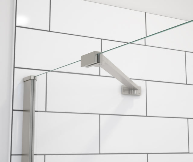 MAAX 139577-900-305-000 Reveal Sleek 71 41 ½-44 ½ x 71 ½ in. 8mm Pivot Shower Door for Alcove Installation with Clear glass in Brushed Nickel