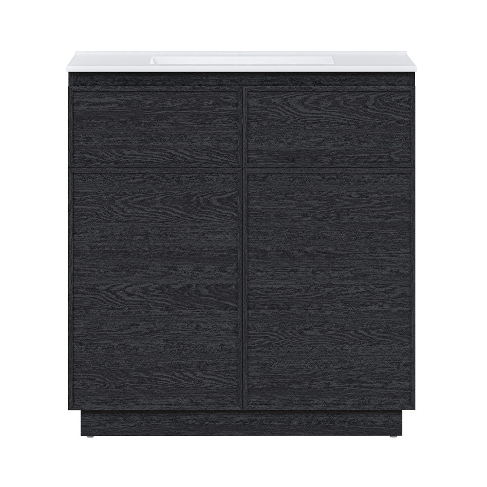 St. Tropez 36" Freestanding Bathroom Vanity in Black Oak with Sink Top