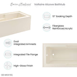 Voltaire 60" X 30" Left-Hand Drain Alcove Bathtub with Apron in Bisque