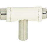 Atlas Homewares Zanzibar White Leather Knob 1 7/8 Inch Polished Chrome
