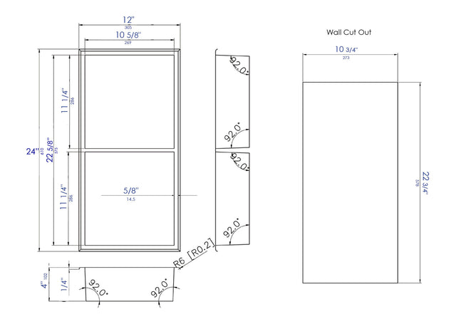 ALFI brand 12 x 24 Polished Stainless Steel Vertical Double Shelf Bath Shower Niche