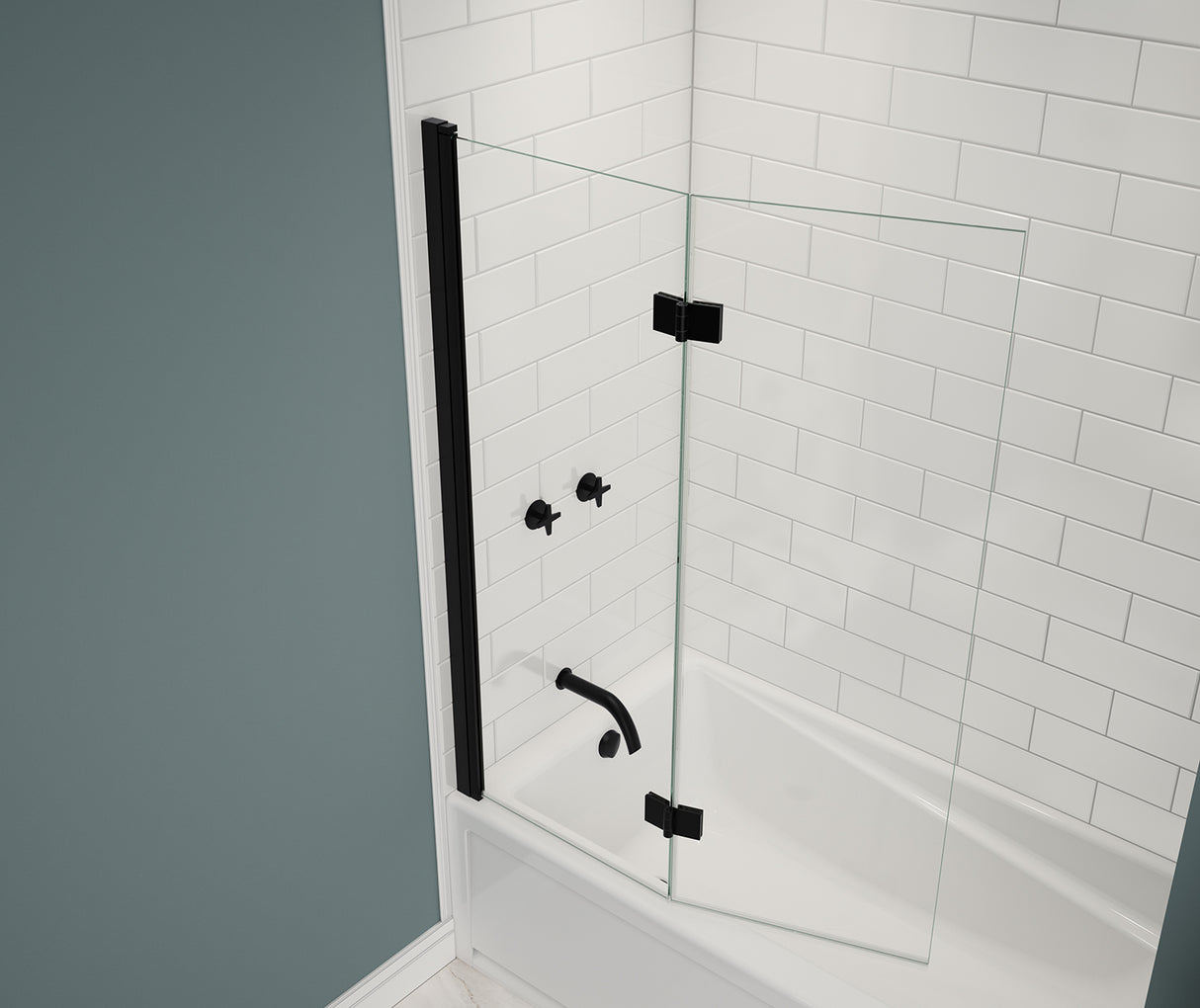 MAAX 137600-900-340-000 Edge Access 42 x 56 in. 6 mm Pivot Tub Screen for Alcove Installation with Clear glass in Matte Black