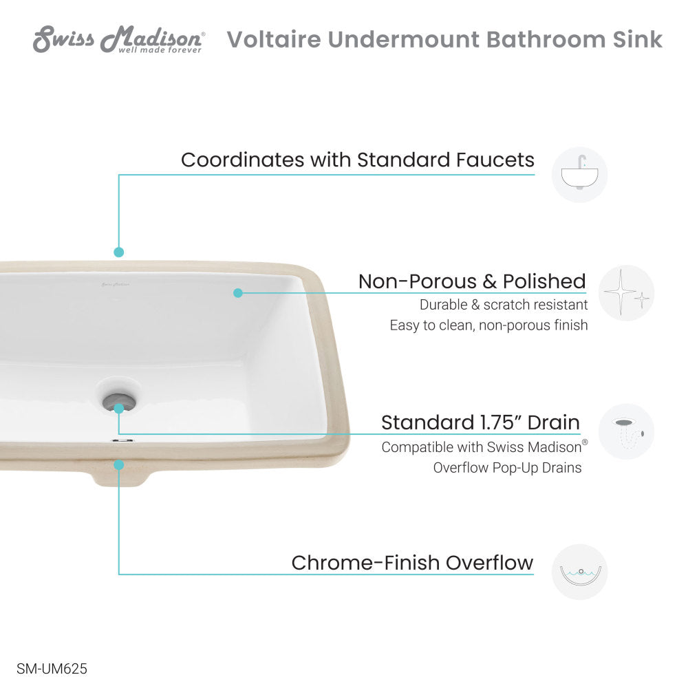 Voltaire 21 Rectangular Under-Mount Bathroom Sink