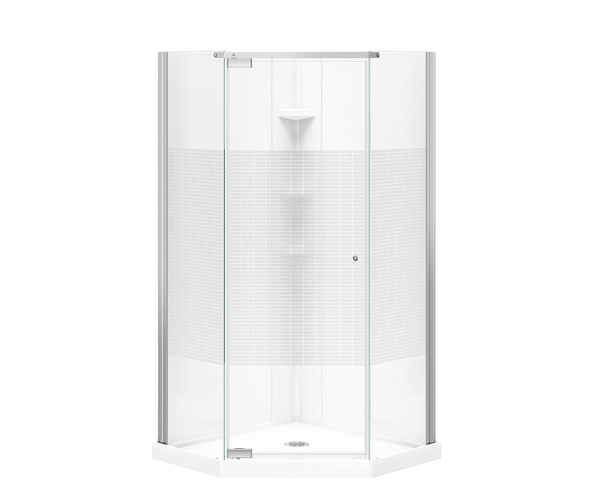 MAAX 300012-000-129-104 Begonia Carbon 36 x 36 Polystyrene Center Drain Shower Kit in White with Carbon glass  in Chrome