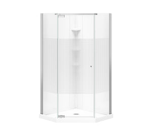 MAAX 300012-000-129-104 Begonia Carbon 36 x 36 Polystyrene Center Drain Shower Kit in White with Carbon glass  in Chrome
