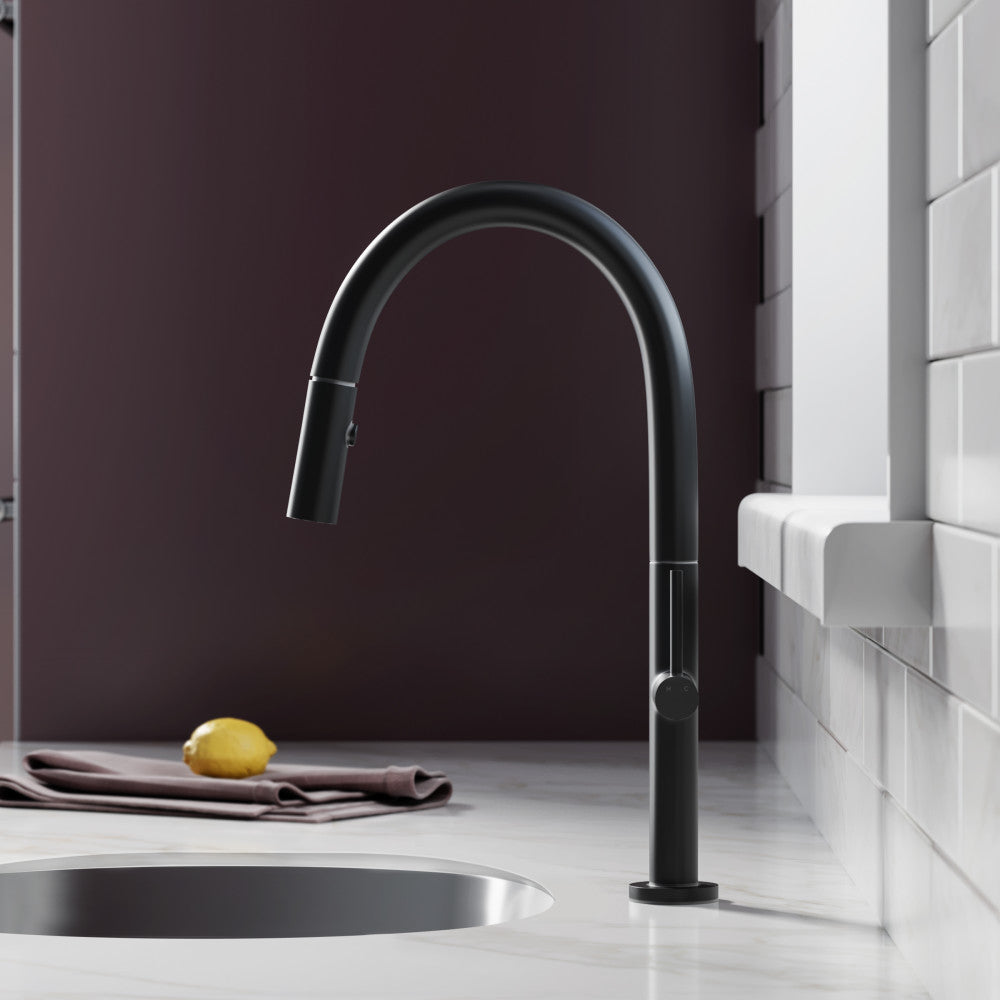 Chalet Single Handle, Pull-Down Kitchen Faucet in Matte Black