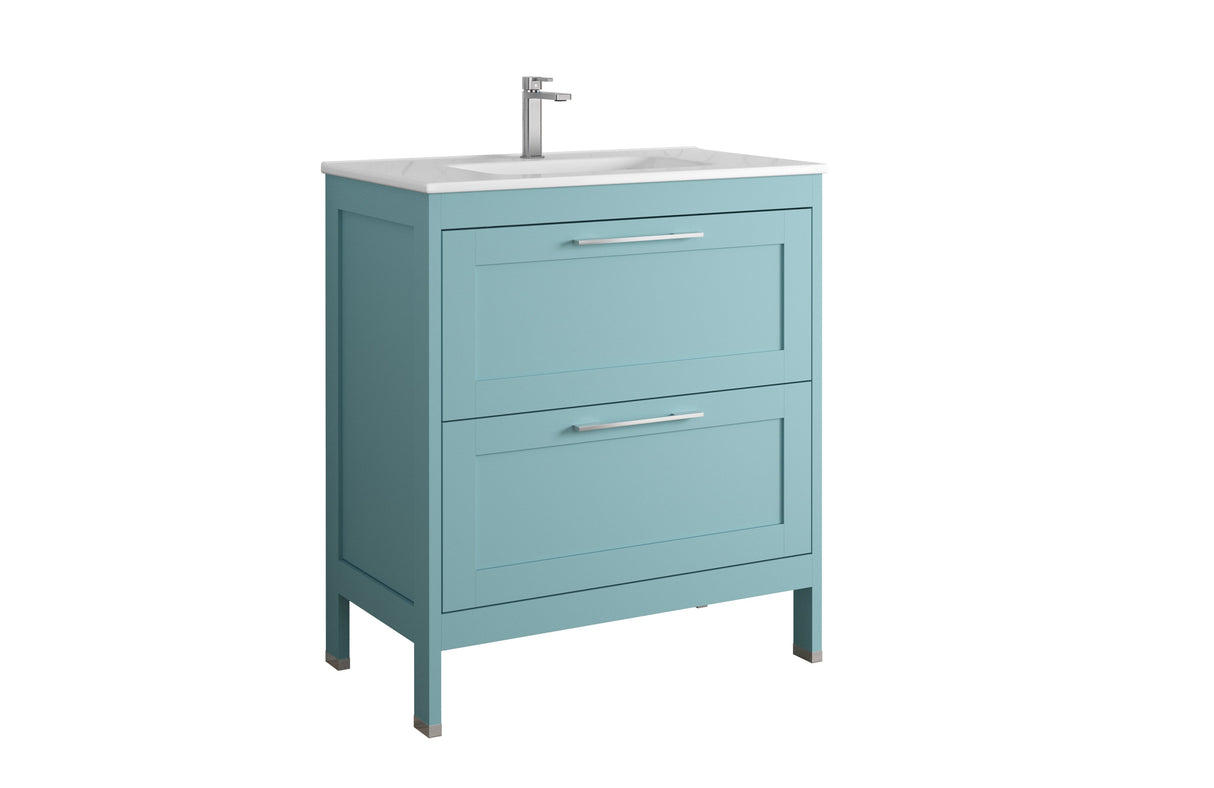 DAX Lakeside Engineered Wood and Porcelain Single Vanity with Onix Basin, 32", Deep Blue DAX-LAKE013219-ONX