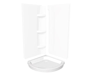 MAAX 101429-000-001-000 Round Base 36 3 in. 36 x 36 Acrylic Corner Left or Right Shower Base with Corner Drain in White