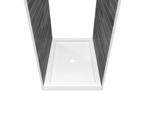 MAAX 410001-506-001-000 B3Round 4832 Acrylic Tunnel Shower Base in White with Center Drain