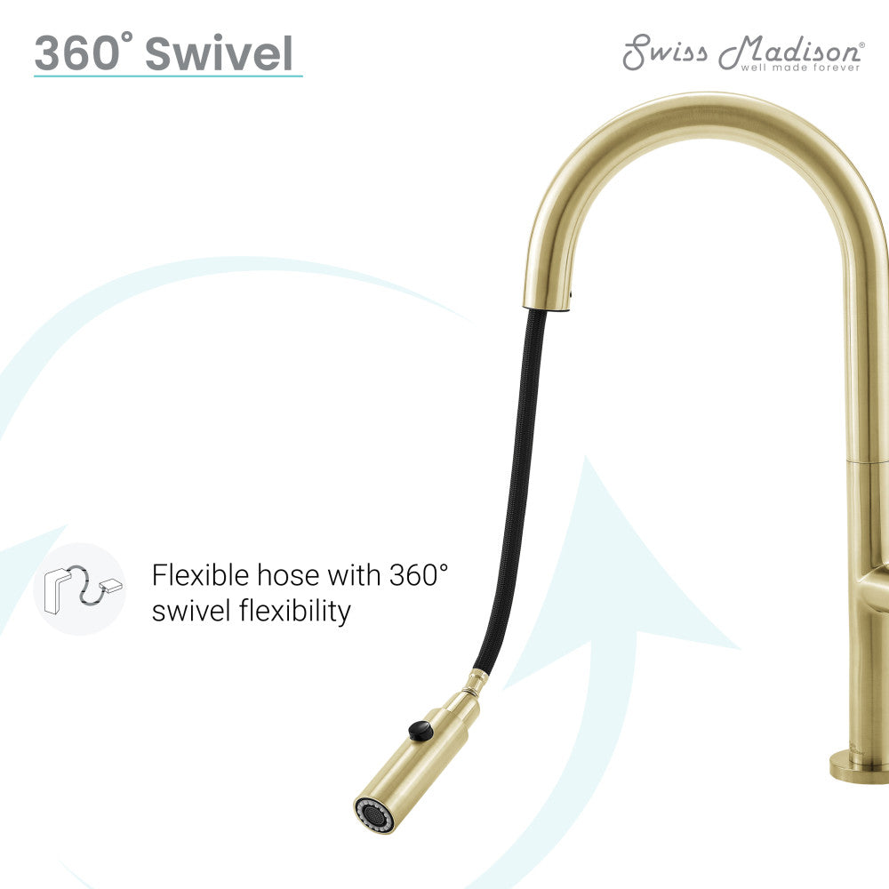 Chalet Single Handle, Pull-Down Kitchen Faucet in Brushed Gold