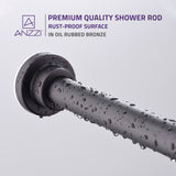 ANZZI AC-AZSR88ORB 48-88 Inches Shower Curtain Rod with Shower Hooks in Oil Rubbed Bronze | Adjustable Tension Shower Doorway Curtain Rod | Rust Resistant No Drilling Anti-Slip Bar for Bathroom | AC-AZSR88ORB