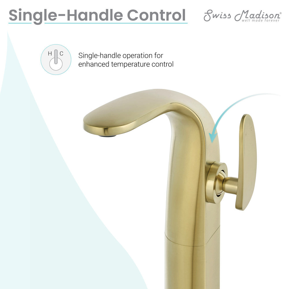 Chateau Single Hole, Single-Handle, High Arc Bathroom Faucet in Brushed Gold