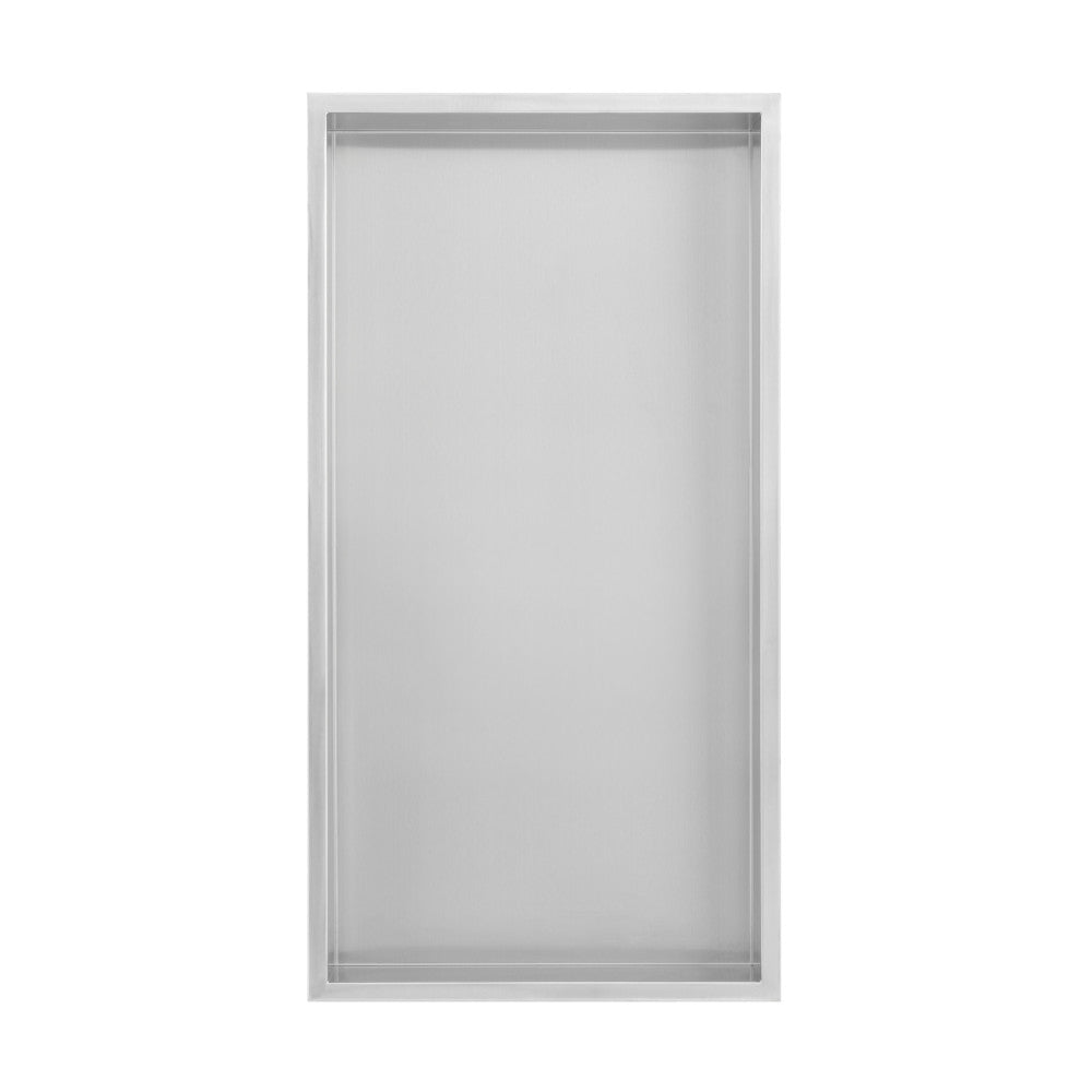 Voltaire 12" x 24" Stainless Steel Single Shelf Wall Niche in Matte Chrome