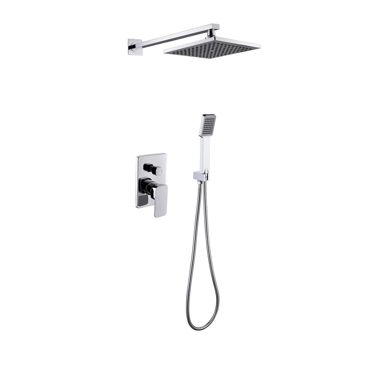 DAX Brass Square Shower System with Hand Shower, Brushed Nickel DAX-6813B-BN