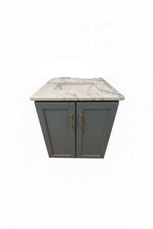 25" Sage Green Bathroom Vanity with Elk Carrara Marble Top