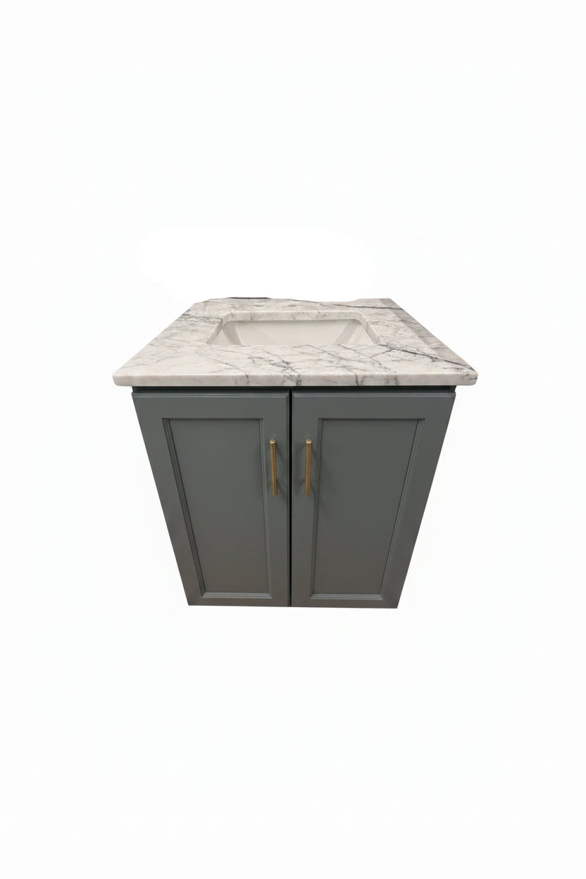 25" Sage Green Bathroom Vanity with Elk Carrara Marble Top