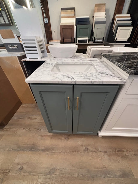 25" Sage Green Bathroom Vanity with Elk Carrara Marble Top