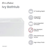 Ivy 54'' x 30 Bathtub with Apron Right Hand Drain in White